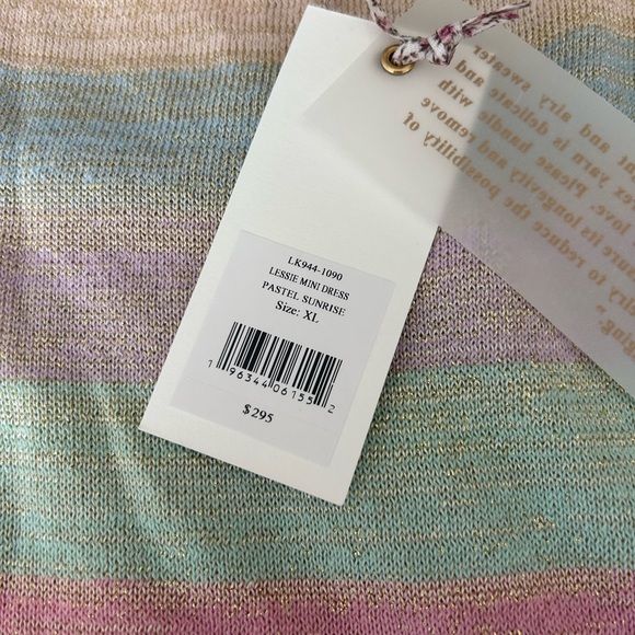 NWT love shack fancy Lessie mini dress rainbow pastel sunrise - Picture 3 of 5